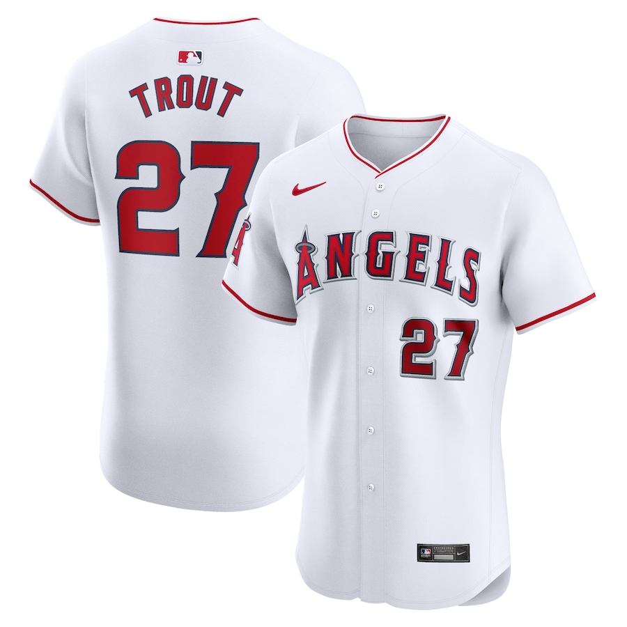 Men's Los Angeles Angels Mike Trout Nike White Home Elite Player Jersey - Puhuasuan