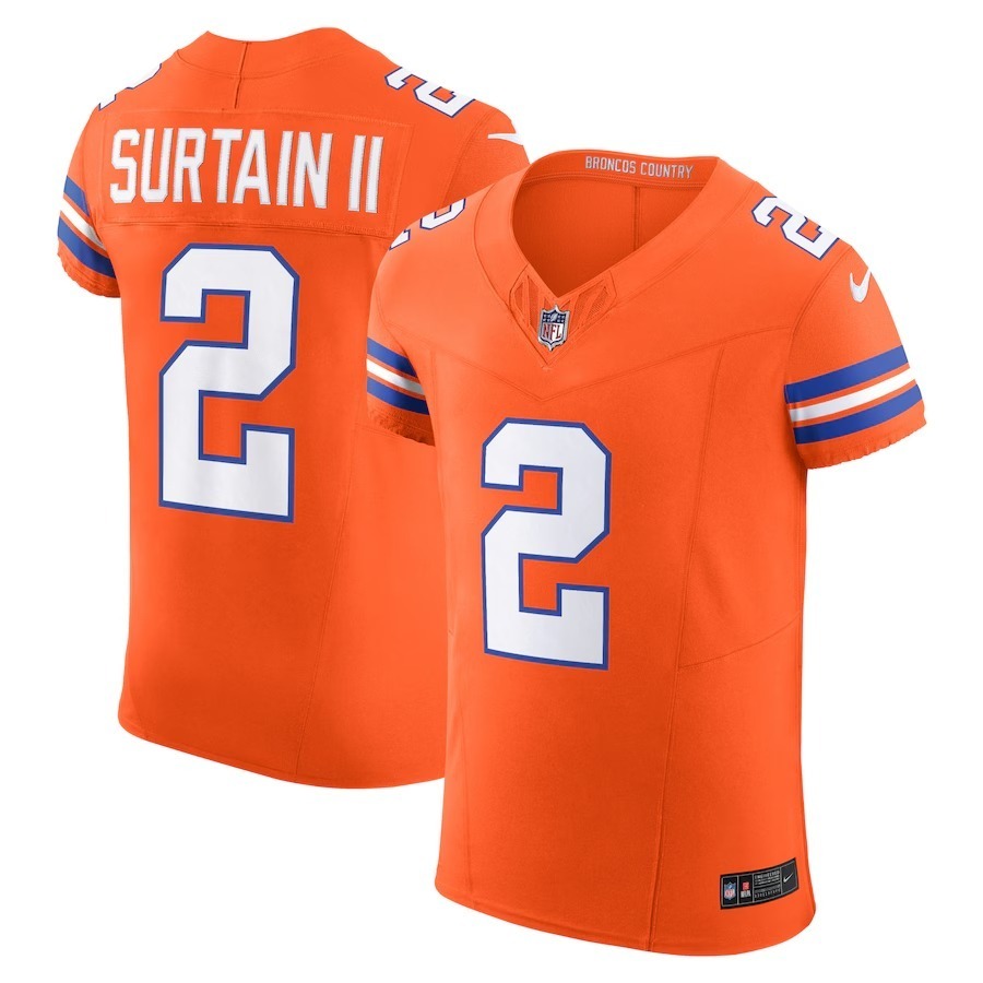 Men's Denver Broncos Patrick Surtain II Nike Orange Alternate Mile High Collection 1977 Throwback Vapor F.U.S.E. Limited Jersey - Puhuasuan