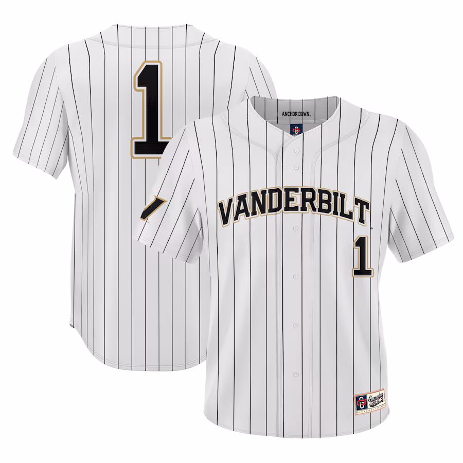 #1 Vanderbilt Commodores GameDay Greats Youth Lightweight Baseball Jersey - White - Puhuasuan