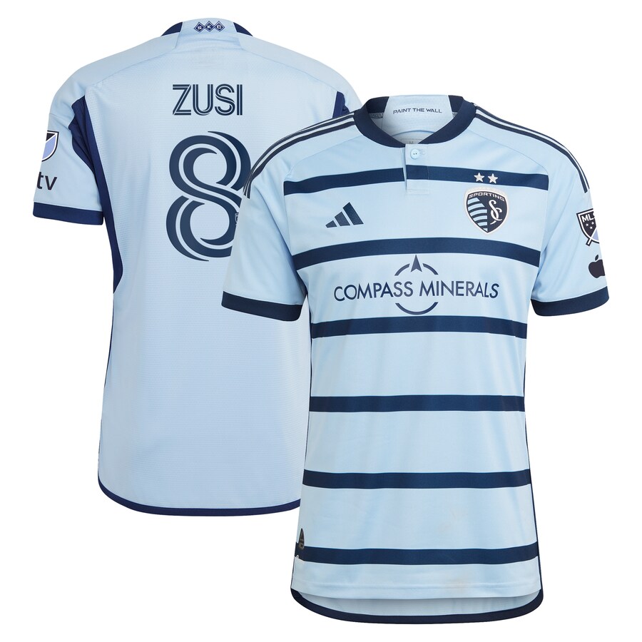Men's Sporting Kansas City Graham Zusi adidas Light Blue 2023 Hoops 4.0 Authentic Player Jersey - Puhuasuan