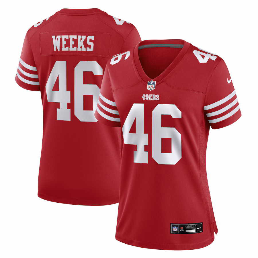 Women's San Francisco 49ers Jon Weeks Nike Scarlet Team Game Jersey - Puhuasuan