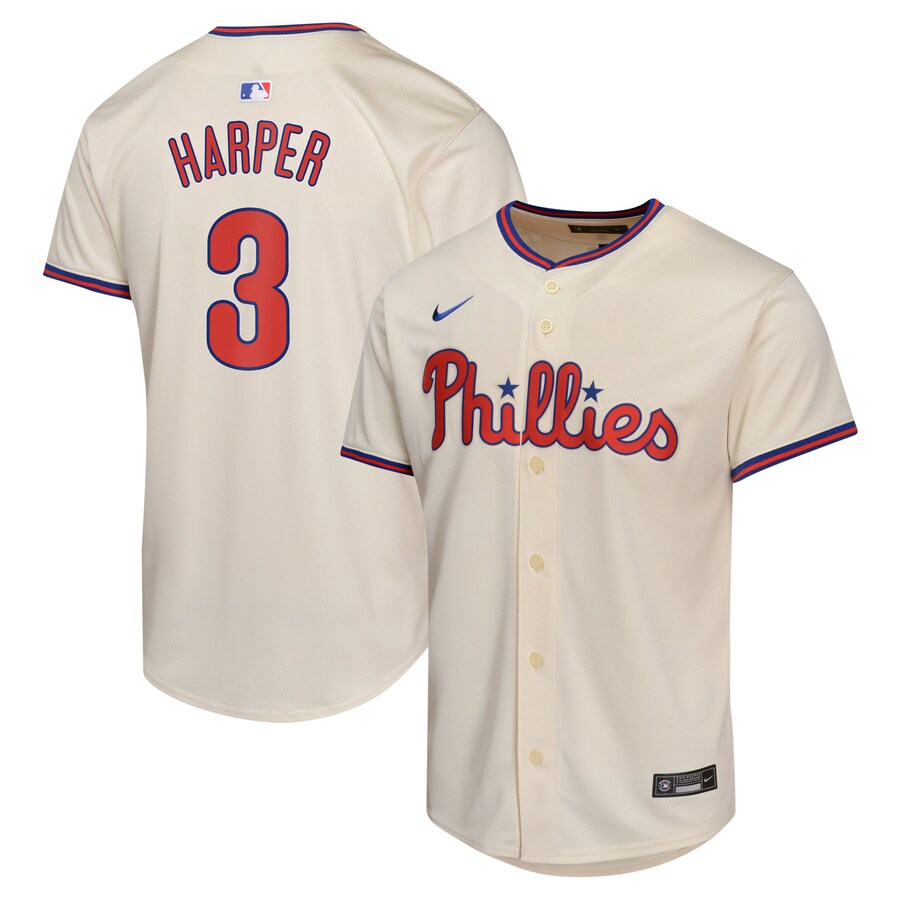 Youth Philadelphia Phillies Bryce Harper Nike Cream Alternate Limited Player Jersey - Puhuasuan