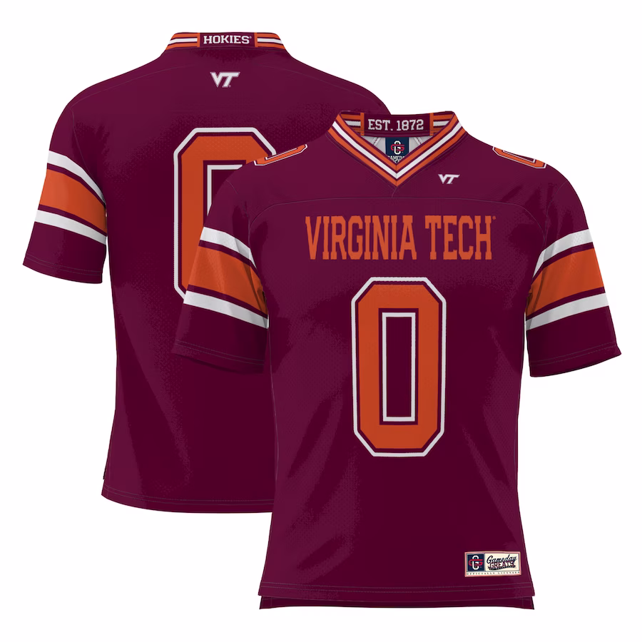 #0 Virginia Tech Hokies GameDay Greats Football Jersey - Maroon - Puhuasuan