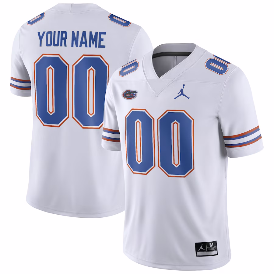 Florida Gators Jordan Brand Football Custom Game Jersey - White - Puhuasuan