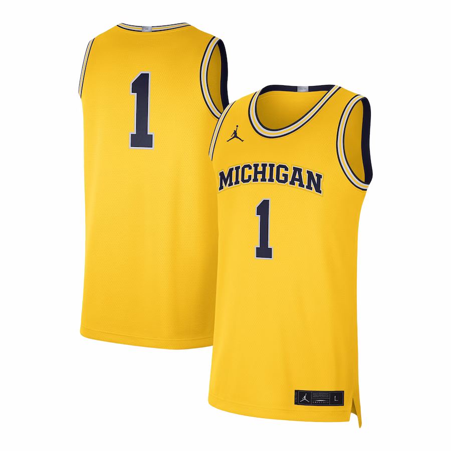 #1 Michigan Wolverines Jordan Brand Limited Authentic Jersey - Maize - Puhuasuan