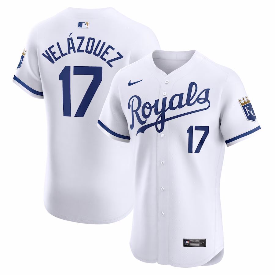 Men's Kansas City Royals Nelson Velazquez Nike White Home Elite Player Jersey - Puhuasuan