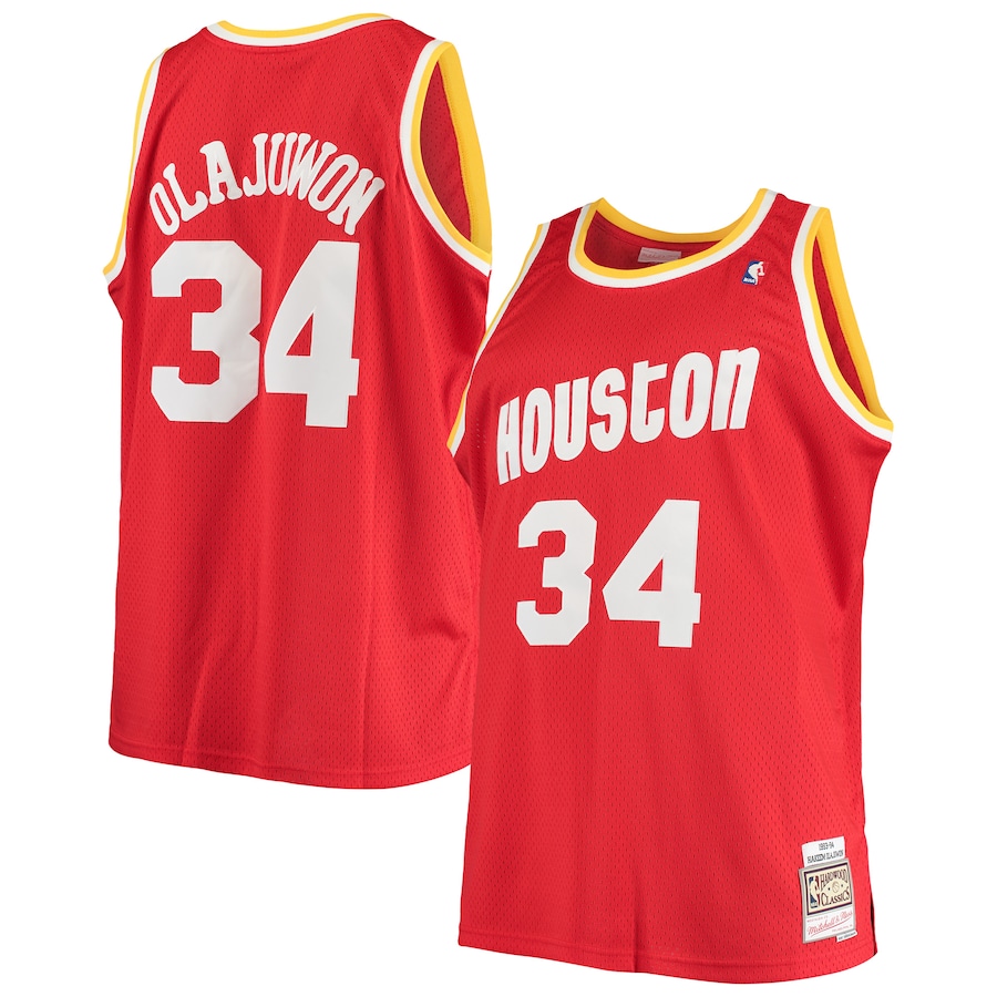 Men's Houston Rockets Hakeem Olajuwon Mitchell & Ness Red 1993/94 Big & Tall Hardwood Classics Swingman Jersey - Puhuasuan
