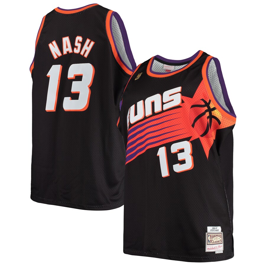 Men's Phoenix Suns Steve Nash Mitchell & Ness Black 1996/97 Big & Tall Hardwood Classics Swingman Jersey - Puhuasuan