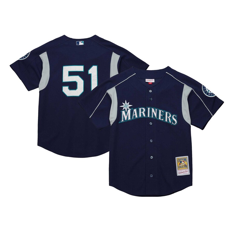 Men's Seattle Mariners Ichiro Suzuki Mitchell & Ness Navy Cooperstown Collection Batting Practice Jersey - Puhuasuan