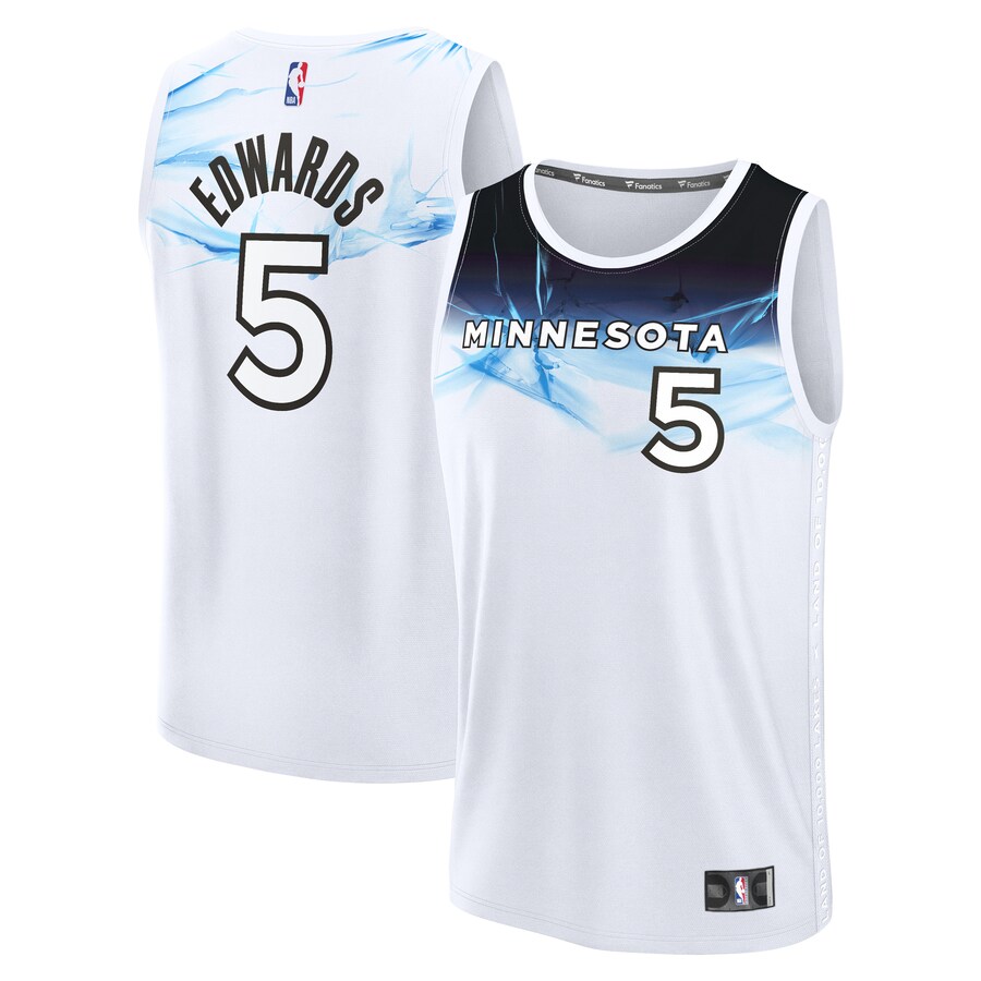 Men's Minnesota Timberwolves Anthony Edwards Fanatics White 2024/25 Fast Break Player Jersey - City Edition - Puhuasuan