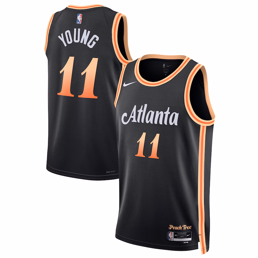 Unisex Atlanta Hawks Trae Young Nike Black 2022/23 Swingman Jersey - City Edition - Puhuasuan