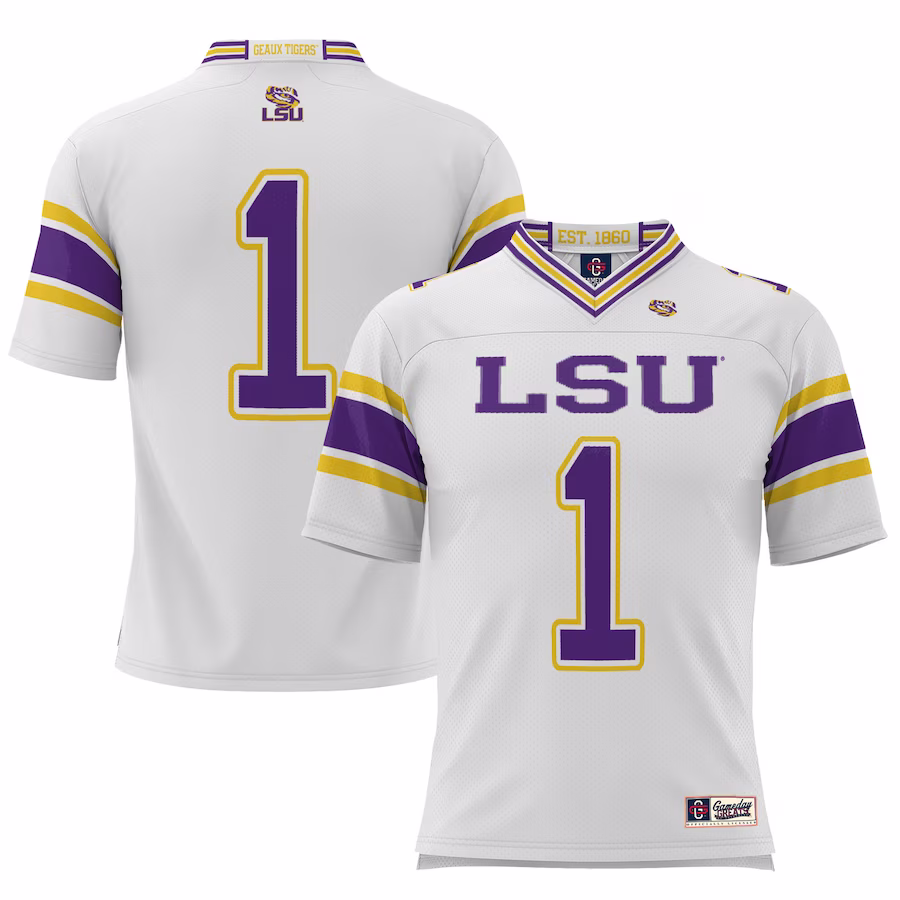 #1 LSU Tigers GameDay Greats Youth Football Jersey?�C White - Puhuasuan