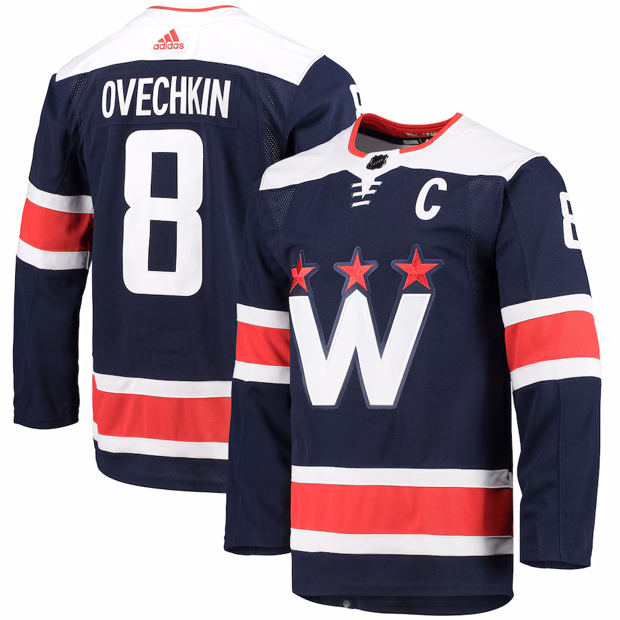 Men's Washington Capitals Alexander Ovechkin adidas Navy Alternate Primegreen Authentic Player Jersey - Puhuasuan