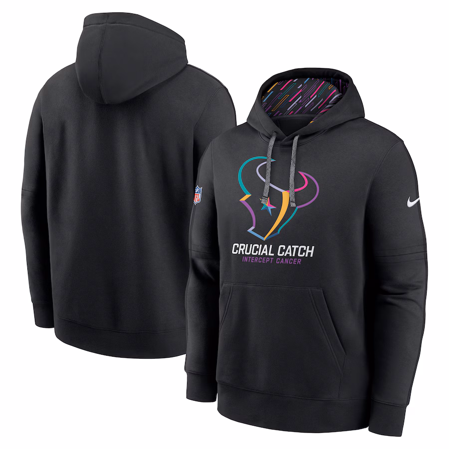 Men's Houston Texans Nike Black 2024 NFL Crucial Catch Club Pullover Hoodie - Puhuasuan