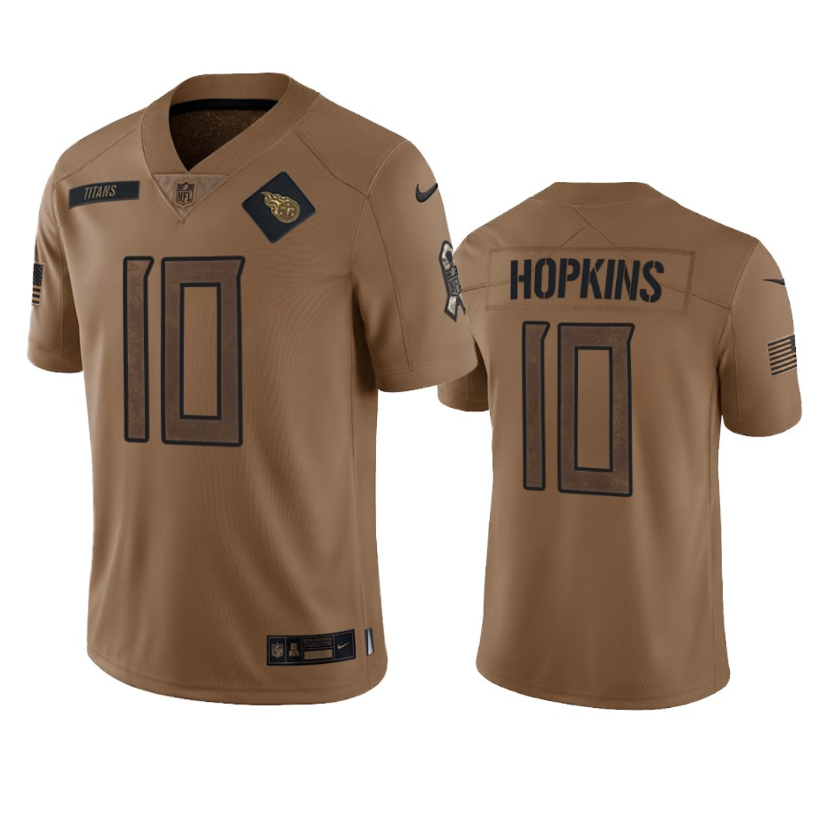 Men's Tennessee Titans #10 DeAndre Hopkins 2023 Brown Salute To Service Football Stitched Jersey - Puhuasuan