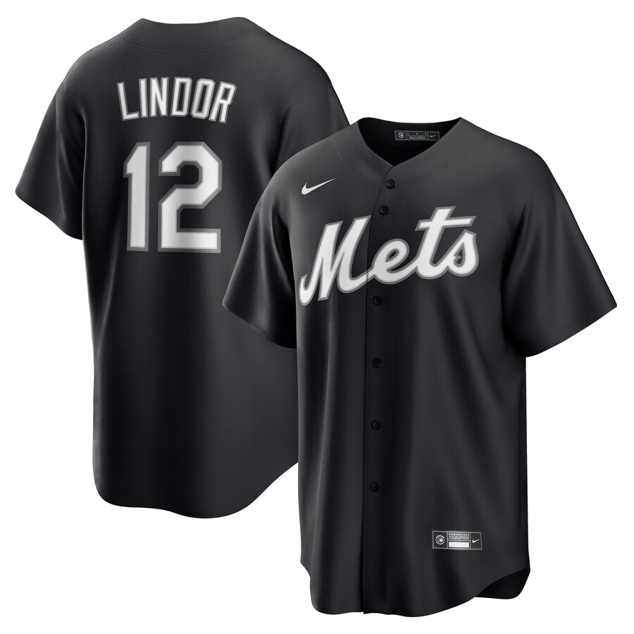Men's New York Mets Francisco Lindor Nike Black Replica Player Jersey - Puhuasuan