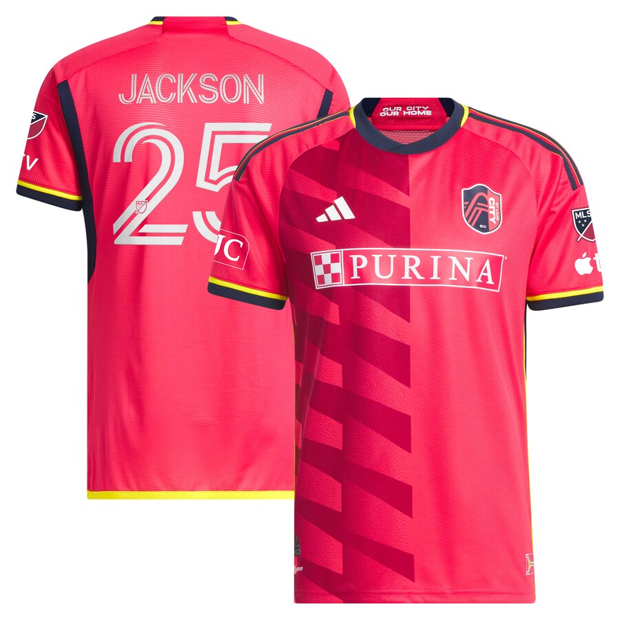 Men's St. Louis City SC Aziel Jackson adidas Red 2024 The Spirit Kit Authentic Player Jersey - Puhuasuan