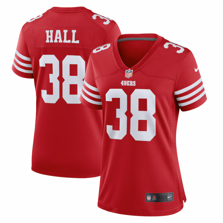 Women's San Francisco 49ers Kemon Hall Nike  Scarlet Team Game Jersey - Puhuasuan