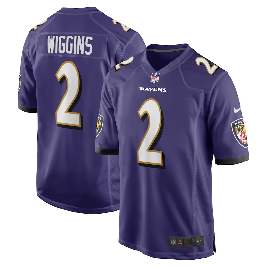 Men's Baltimore Ravens Nate Wiggins Nike Purple Player Game Jersey - Puhuasuan