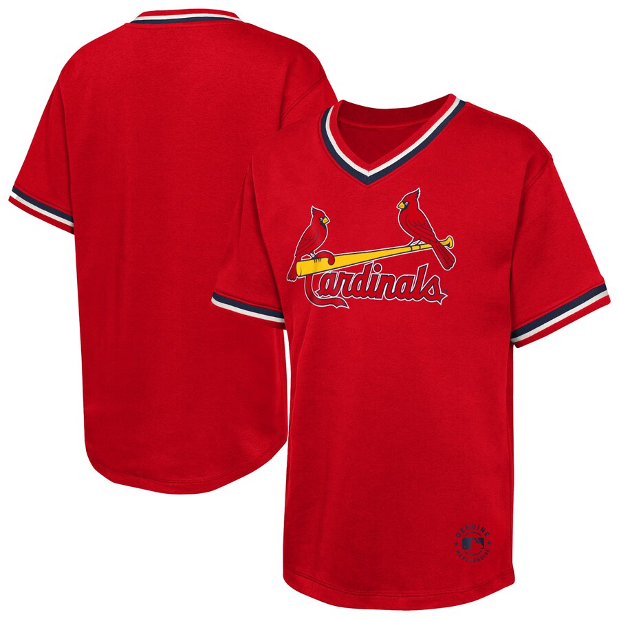 Youth St. Louis Cardinals Red Relief Pitcher V-Neck T-Shirt - Puhuasuan