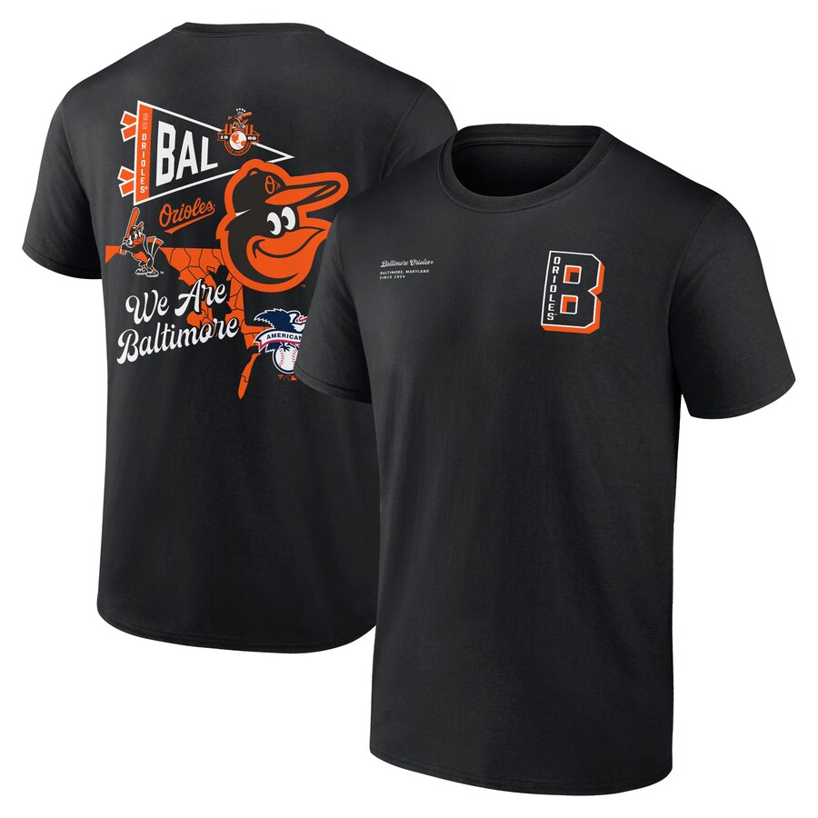 Men's Baltimore Orioles Black Split Zone T-Shirt - Puhuasuan