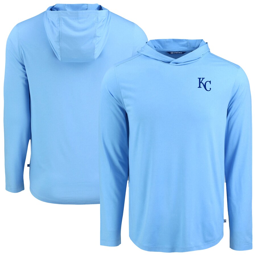 Men's Kansas City Royals Cutter & Buck Powder Blue Coastline Epic Comfort Recycled Eco Hoodie Long Sleeve T-Shirt - Puhuasuan