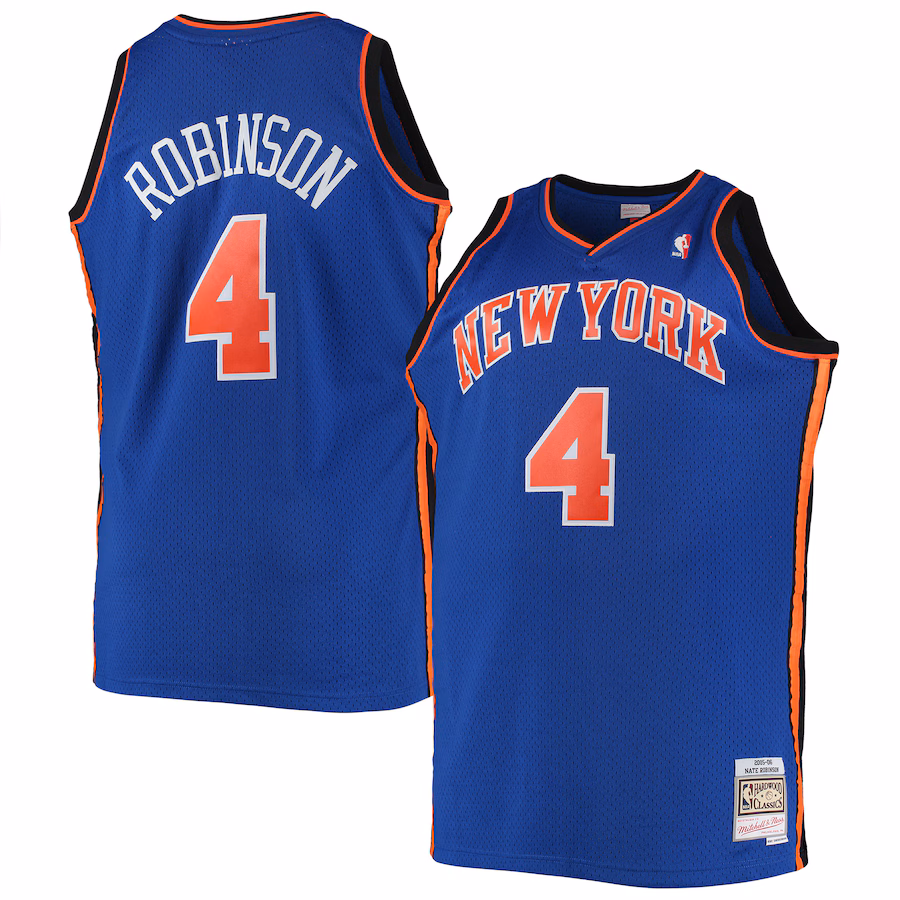 Men's New York Knicks Nate Robinson Mitchell & Ness Blue 2005/06 Big & Tall Hardwood Classics Swingman Jersey - Puhuasuan
