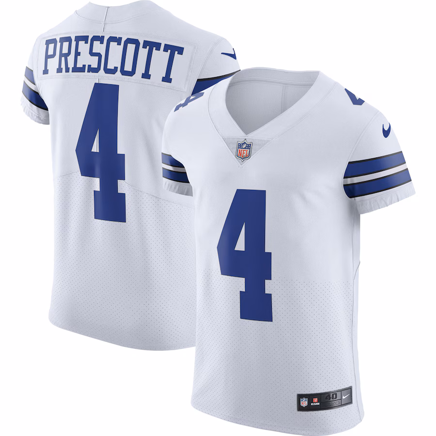Men's Dallas Cowboys Dak Prescott Nike White Vapor Elite Player Jersey - Puhuasuan