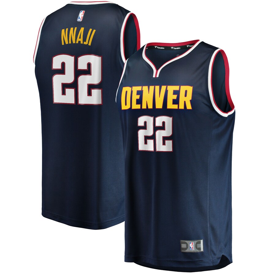 Men's Denver Nuggets Zeke Nnaji Fanatics Navy 2021/22 Fast Break Replica Jersey - Icon Edition - Puhuasuan