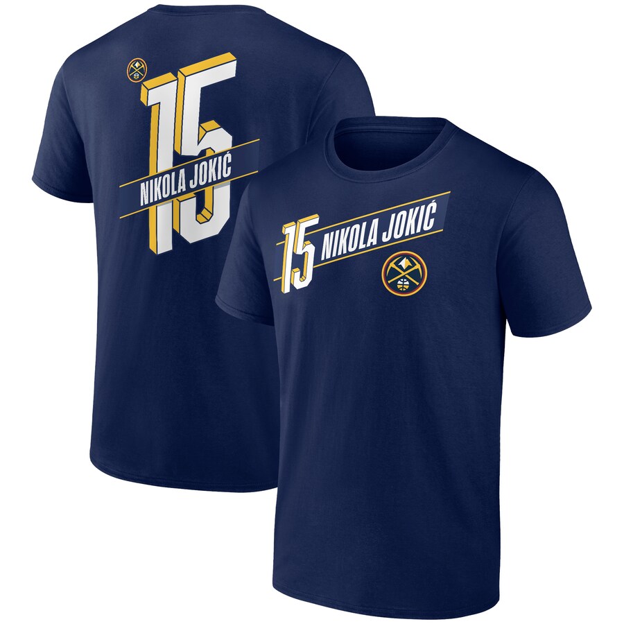 Men's Denver Nuggets Nikola Jokic Navy Full-Court Press Name & Number T-Shirt - Puhuasuan