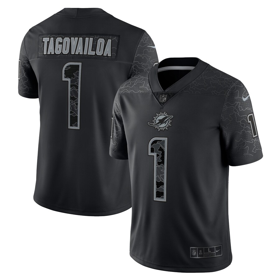 Men's Miami Dolphins Tua Tagovailoa Nike Black RFLCTV Limited Jersey - Puhuasuan