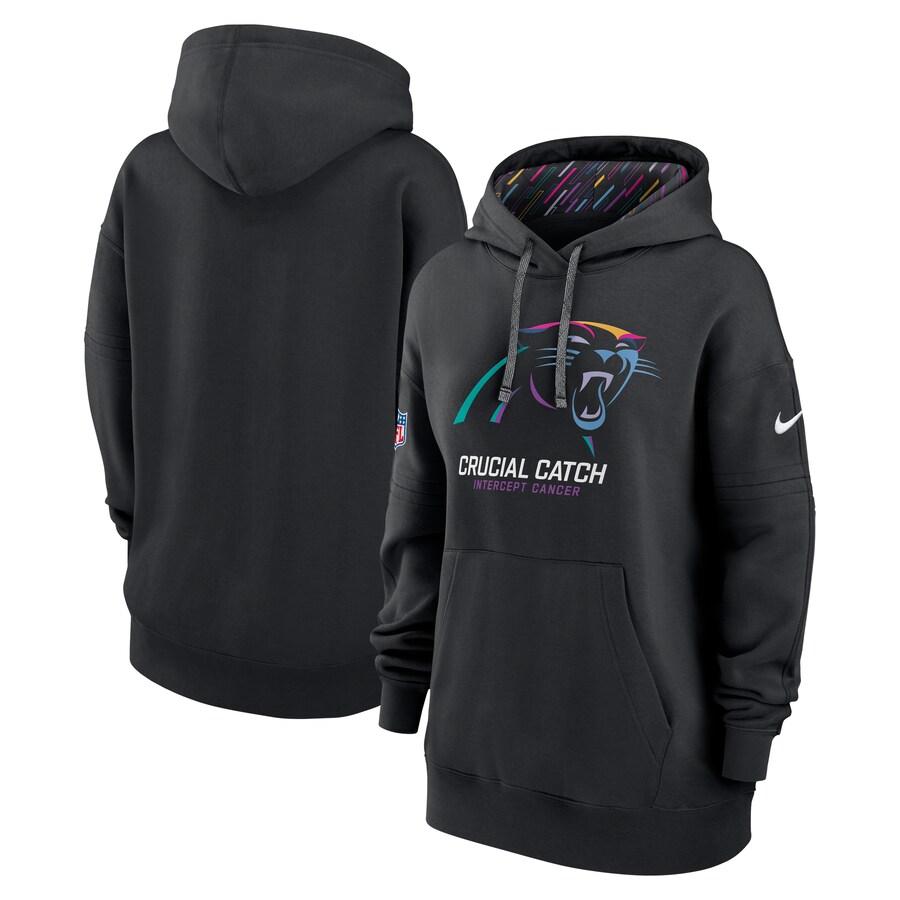 Women's Carolina Panthers  Nike Black 2024 NFL Crucial Catch Club Pullover Hoodie - Puhuasuan