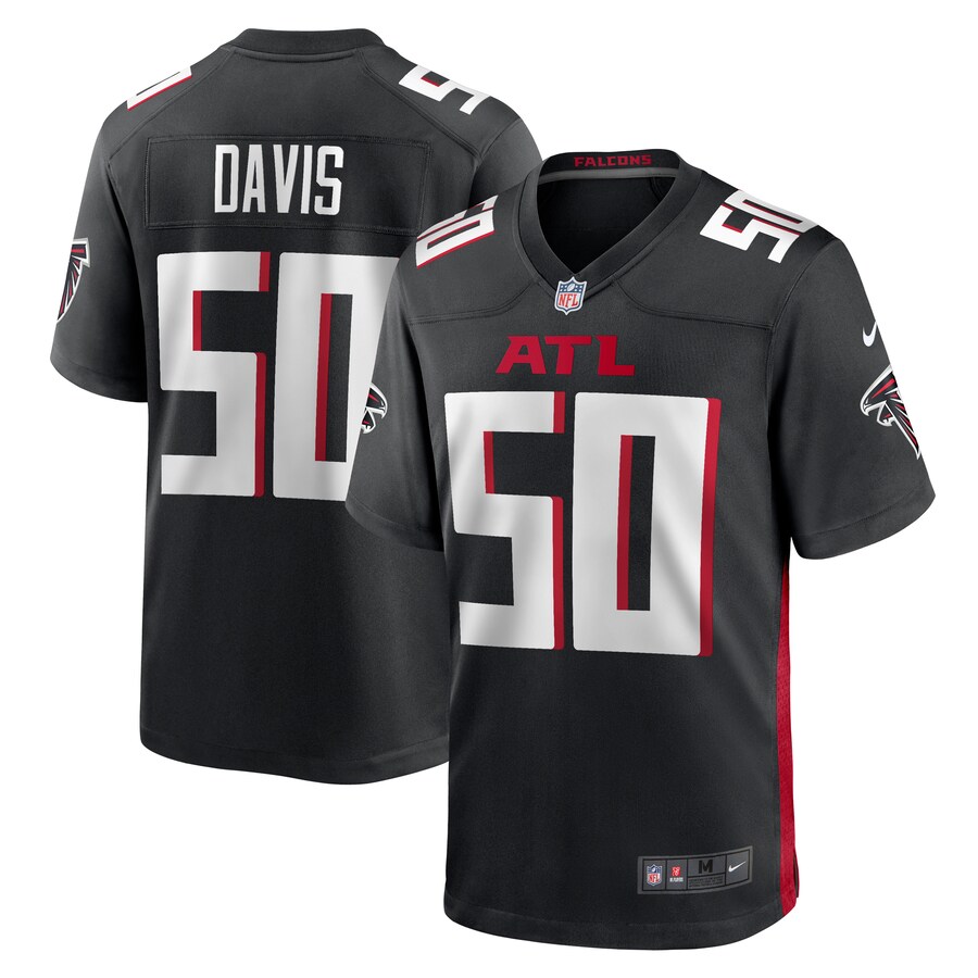 Men's Atlanta Falcons Tae Davis Nike  Black Team Game Jersey - Puhuasuan