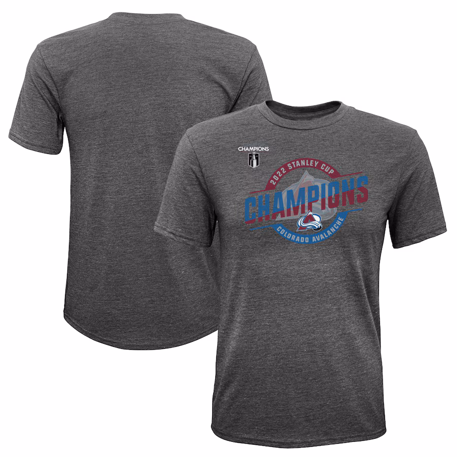 Youth Colorado Avalanche Fanatics Heathered Gray 2022 Stanley Cup Champions Tri-Blend T-Shirt - Puhuasuan