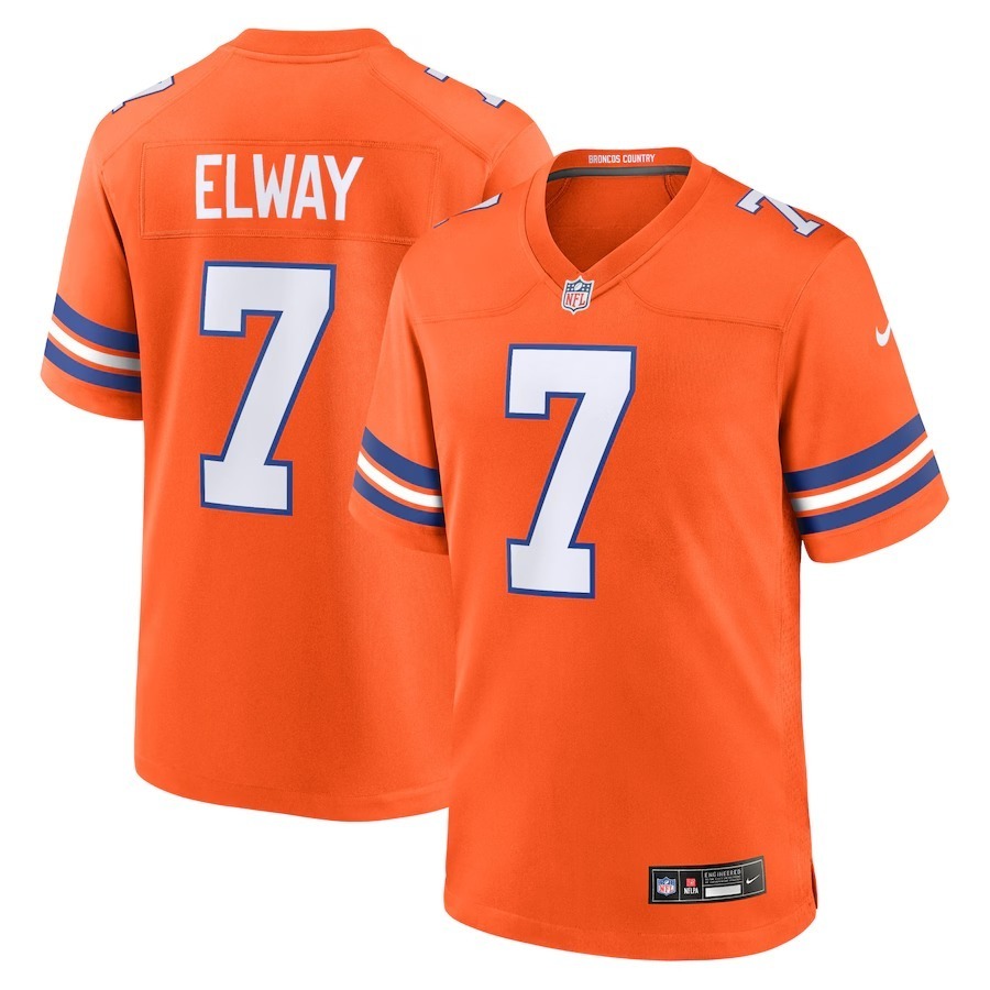 Men's Denver Broncos John Elway Nike Orange Mile High Collection 1977 Throwback Retired Player Game Jersey - Puhuasuan