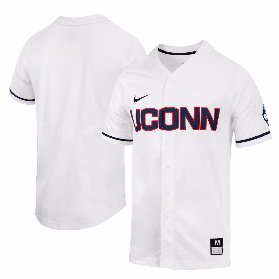 UConn Huskies Nike Replica Full-Button Baseball Jersey - White - Puhuasuan