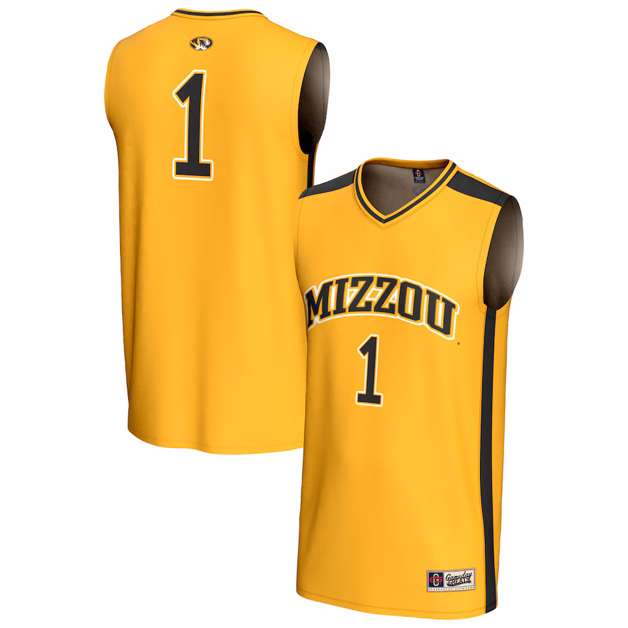 Youth GameDay Greats #1 Gold Missouri Tigers Lightweight Collegiate Basketball Fashion Jersey - Puhuasuan