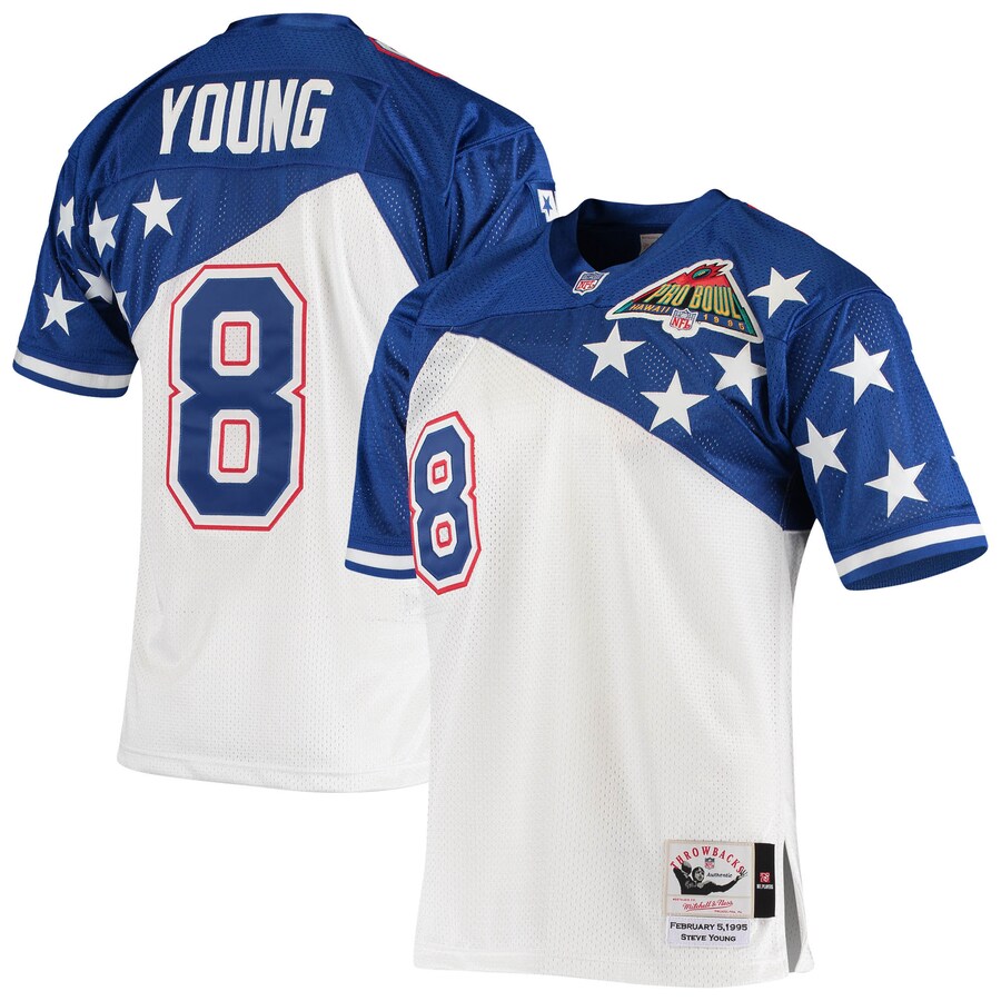 Men's NFC Steve Young Mitchell & Ness White/Blue 1994 Pro Bowl Authentic Jersey - Puhuasuan