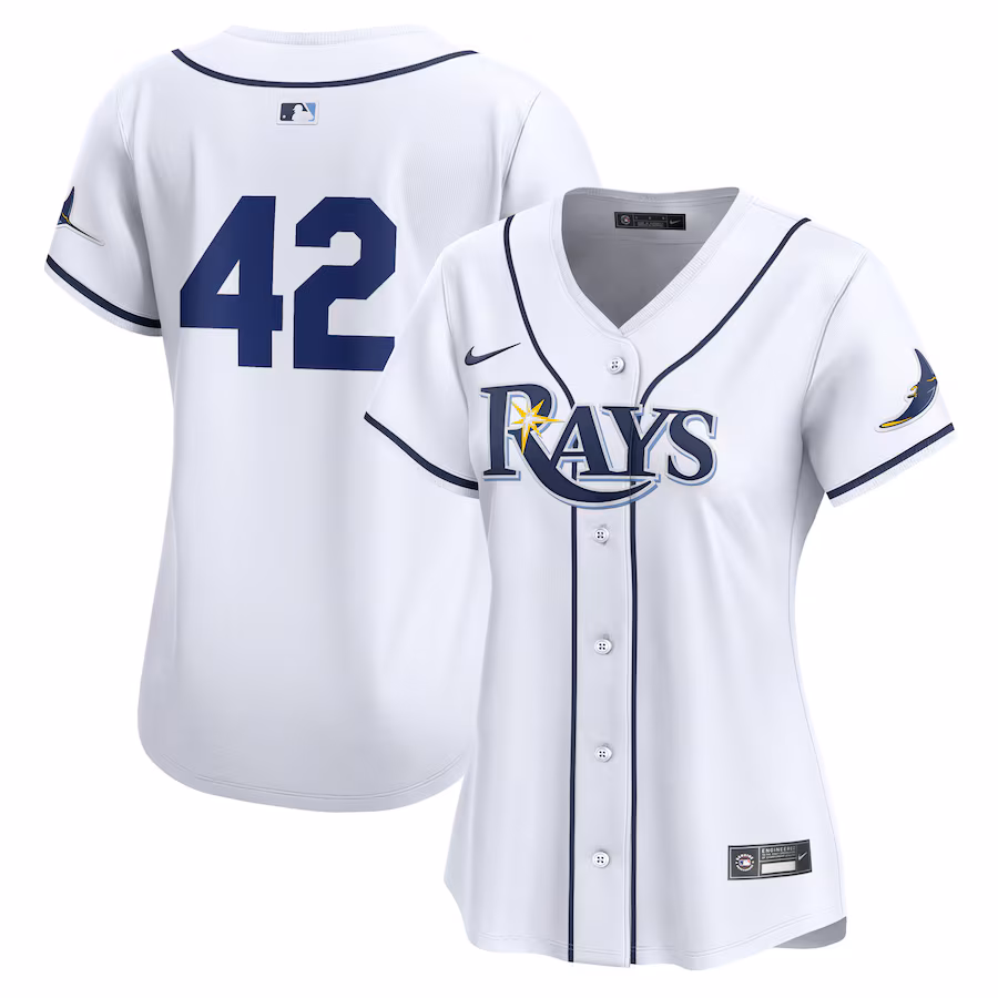 Women's Tampa Bay Rays  Nike White 2024 Jackie Robinson Day Home Limited Jersey - Puhuasuan