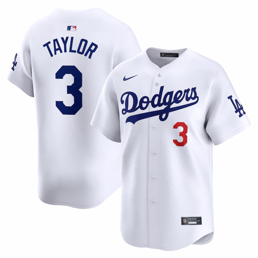 Men's Los Angeles Dodgers Chris Taylor Nike White Home Limited Player Jersey - Puhuasuan