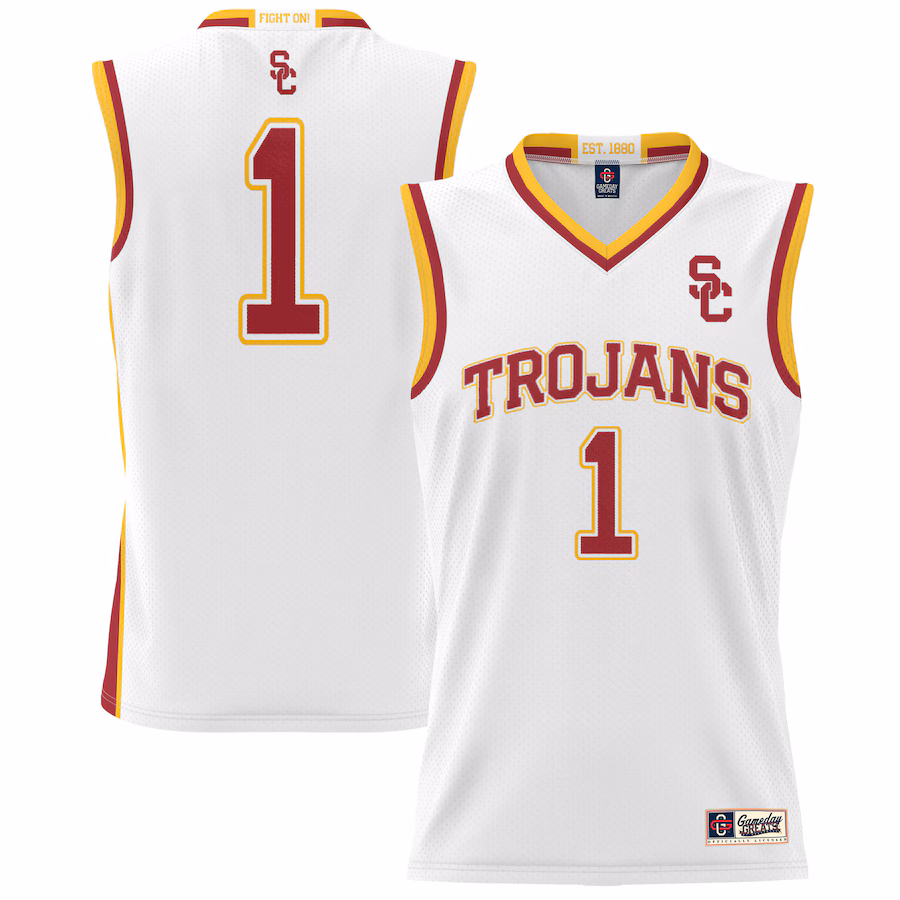 #1 USC Trojans GameDay Greats Youth Lightweight Basketball Jersey - White - Puhuasuan