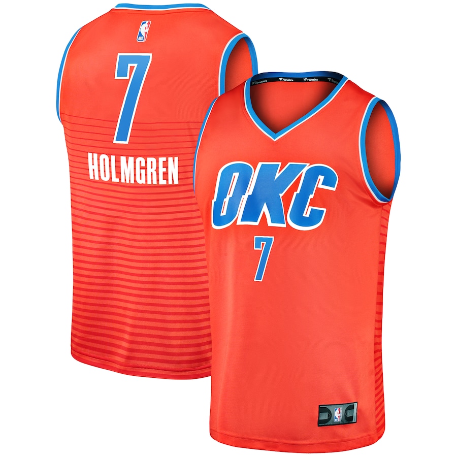 Men's Oklahoma City Thunder Chet Holmgren Fanatics Orange Fast Break Replica Player Jersey - Statement Edition - Puhuasuan