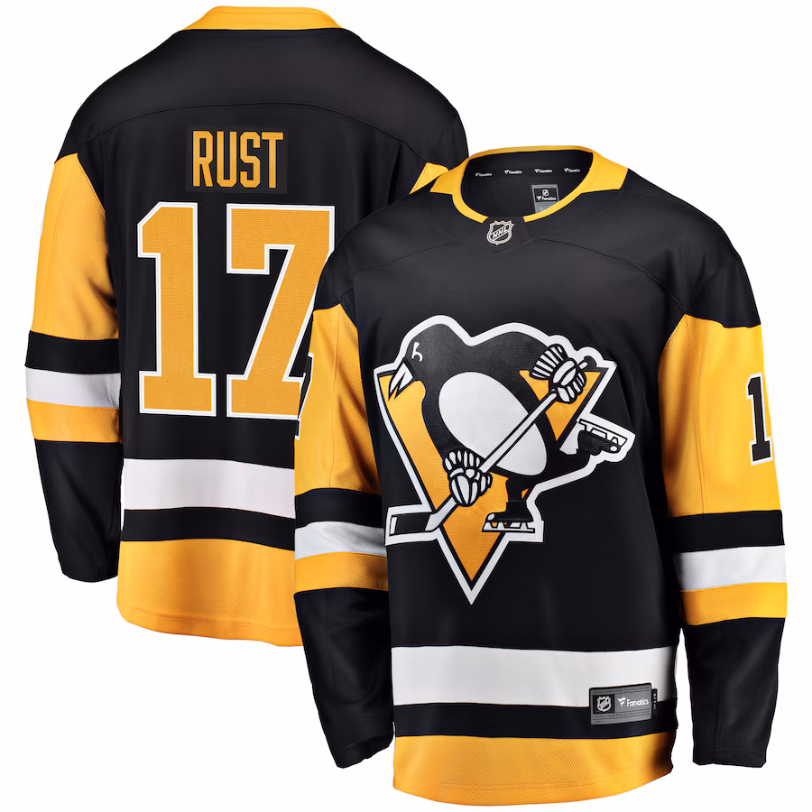 Men's Pittsburgh Penguins Bryan Rust Fanatics Black Home Breakaway Player Jersey - Puhuasuan