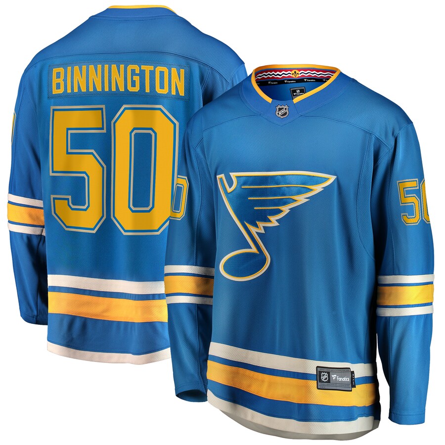 Men's St. Louis Blues Jordan Binnington Fanatics Branded Blue 2018/19 Alternate Premier Breakaway Player Jersey - Puhuasuan