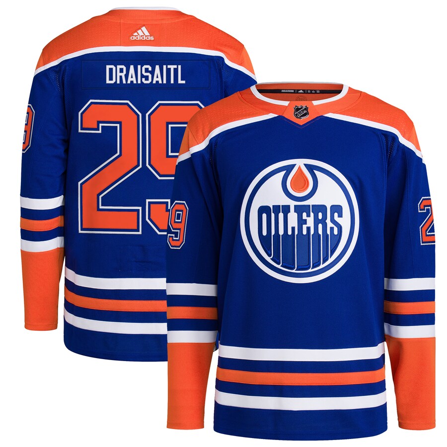 Men's Edmonton Oilers Leon Draisaitl adidas Royal Home Primegreen Authentic Pro Player Jersey - Puhuasuan