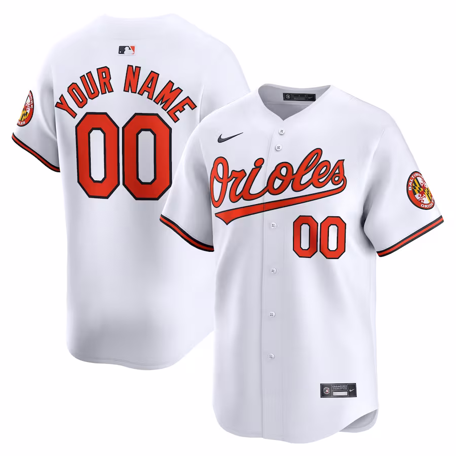 Men's Baltimore Orioles Nike White Home Limited Custom Jersey - Puhuasuan
