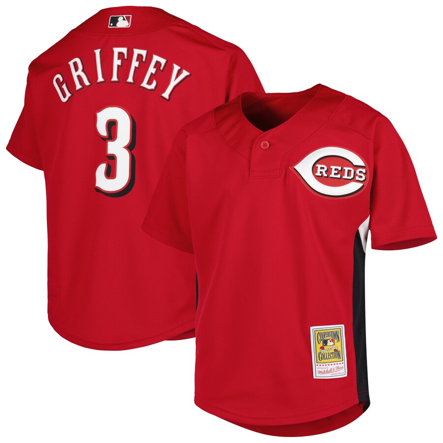 Youth Cincinnati Reds Ken Griffey Jr. Mitchell & Ness Red Cooperstown Collection Batting Practice Jersey - Puhuasuan