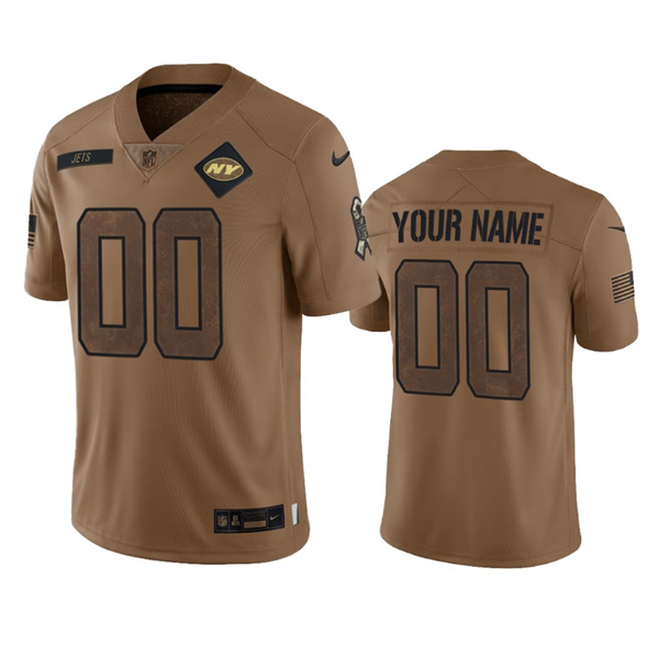 Men's New York Jets Active Player Custom 2023 Brown Salute To Setvice Limited Football Stitched Jersey - Puhuasuan