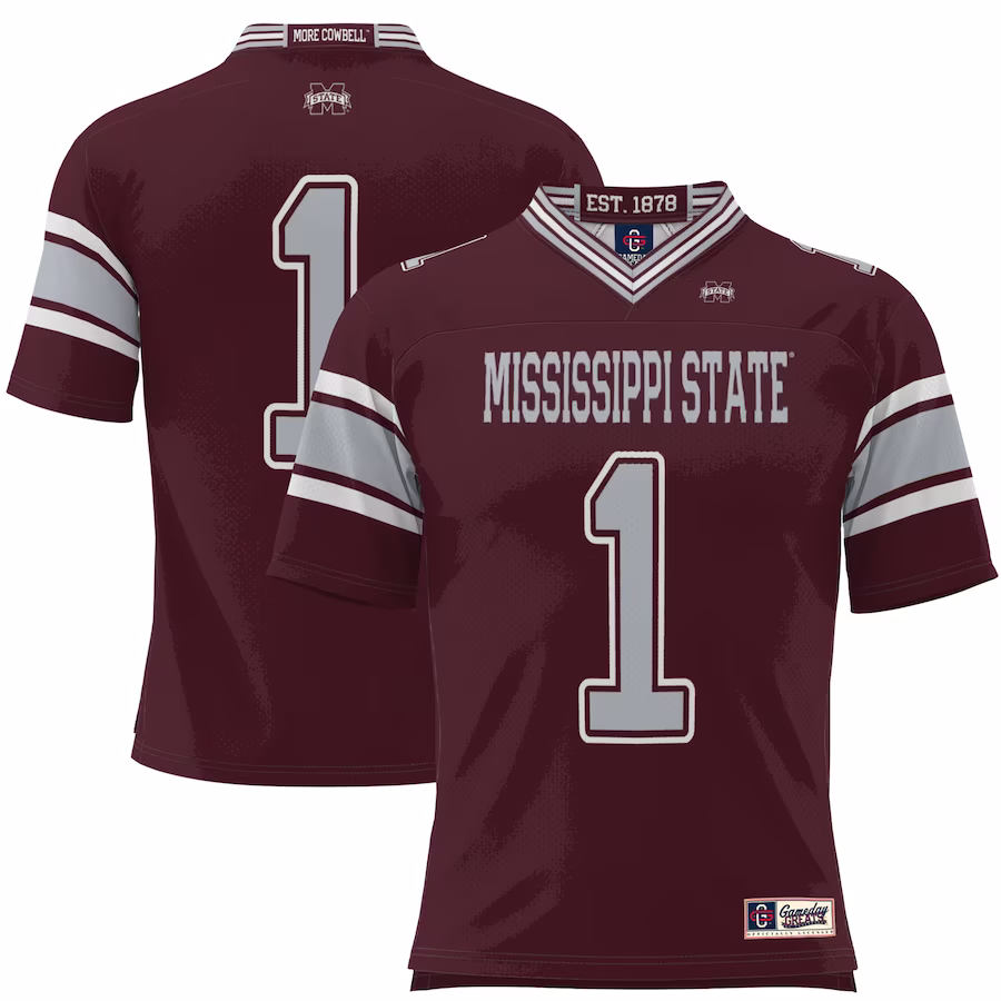#1 Mississippi State Bulldogs GameDay Greats Youth Football Jersey - Maroon - Puhuasuan