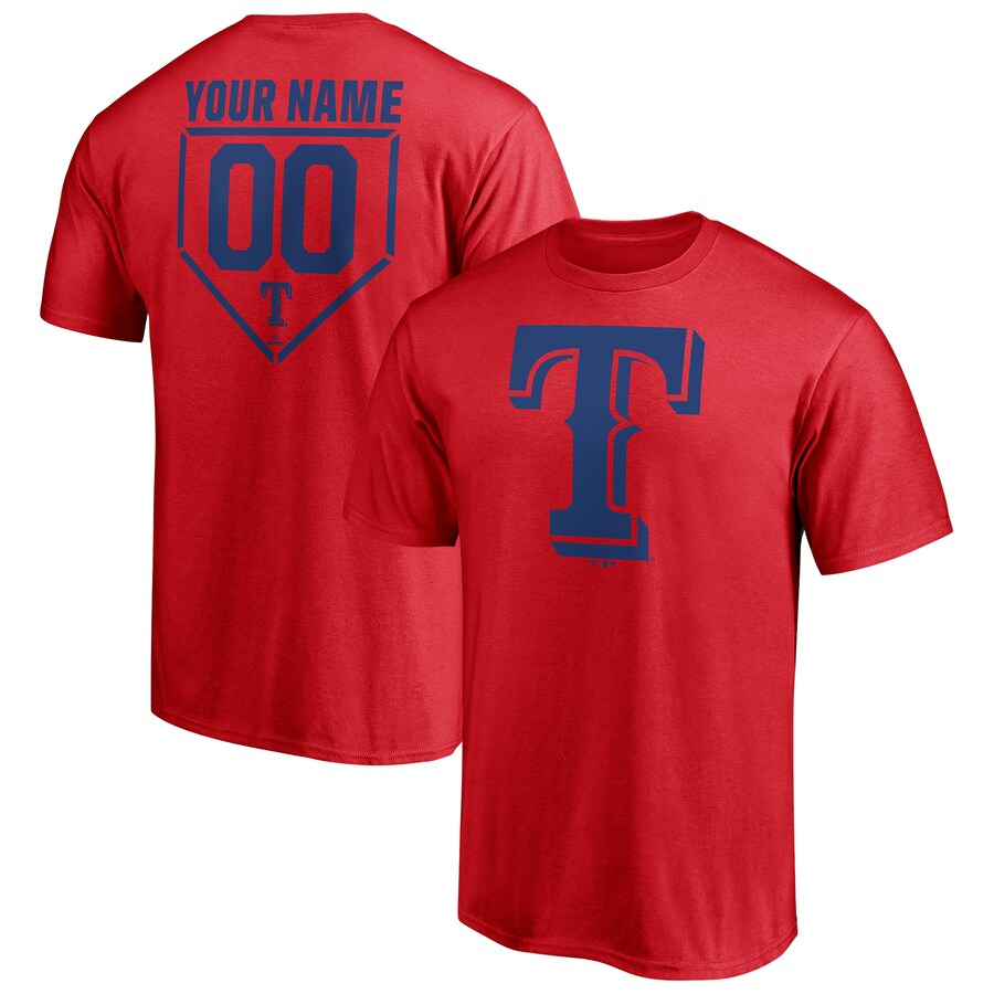 Men's Texas Rangers Red Personalized RBI Logo T-Shirt - Puhuasuan